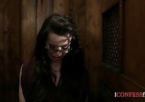 Confessional booth screwing with a sinner MILF