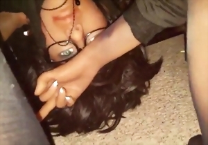 Sweet ebony babe in black nylons rammed by a hard black penis