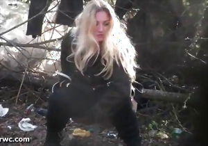 Sexy amateur matures are pissing right in the forest